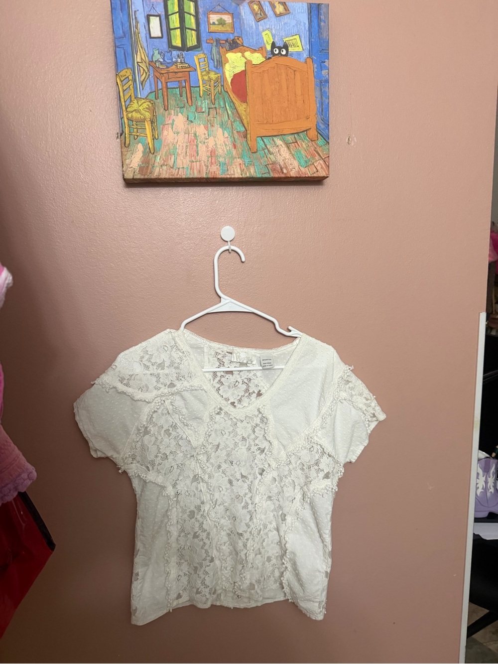 Miss Me White Lace V-Neck Short Sleeve Blouse